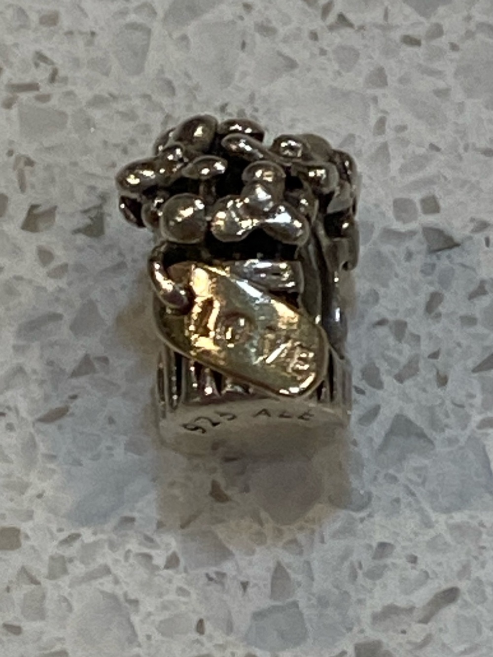 Vintage Pandora Retired Two Tone 14K
Gold Silver Love Bouquet Bead Charm
790441